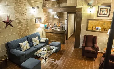 Salón de Casa Rural Estrela con cocina en planta abierta